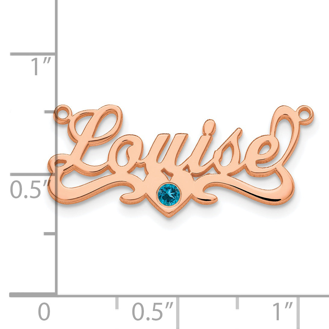 Sterling Silver Rose Gold plated Polished Birthstone with Heart Name Plate