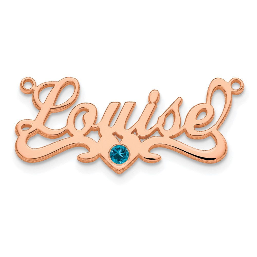 Sterling Silver Rose Gold plated Polished Birthstone with Heart Name Plate