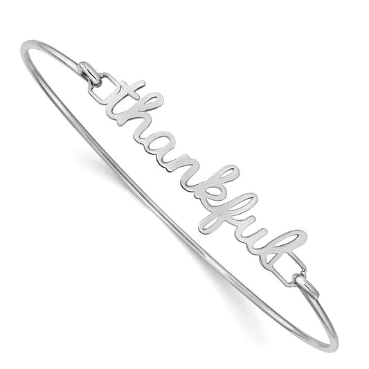 10K White Gold Polished Name Plate on Sterling Silver Bangle