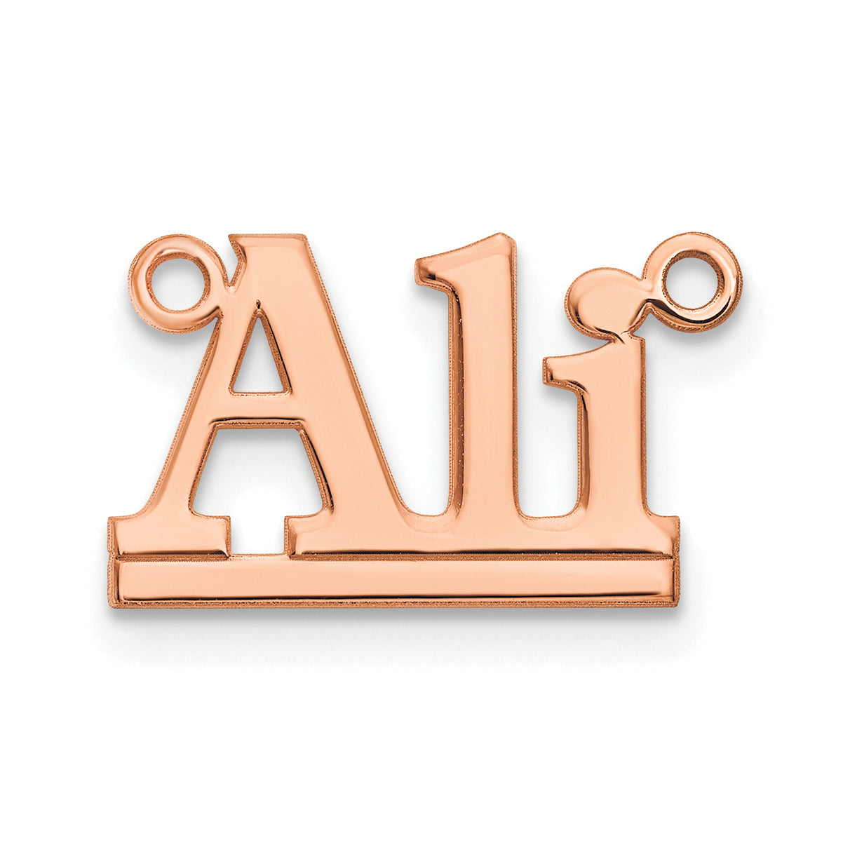 Sterling Silver Rose Gold plated Polished Bamberg Font Name Plate