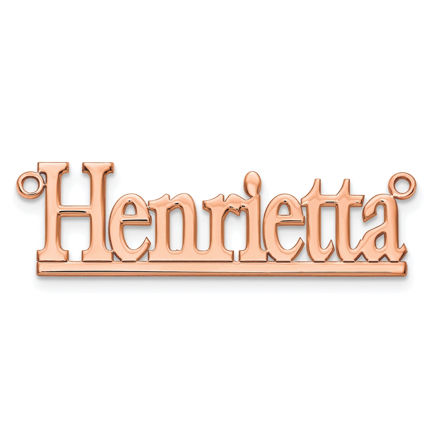 Sterling Silver Rose Gold plated Polished Bamberg Font Name Plate