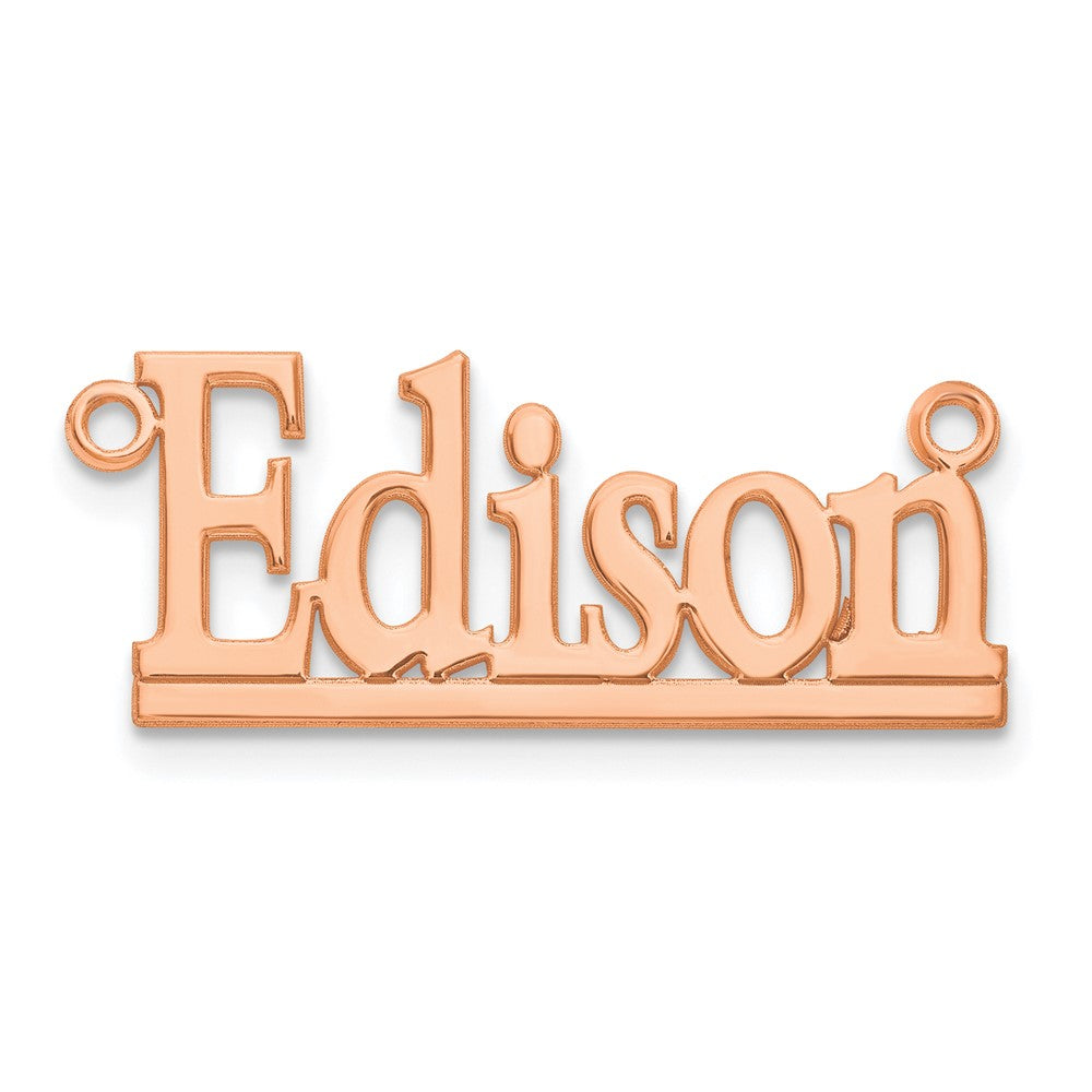 Sterling Silver Rose Gold plated Polished Bamberg Font Name Plate