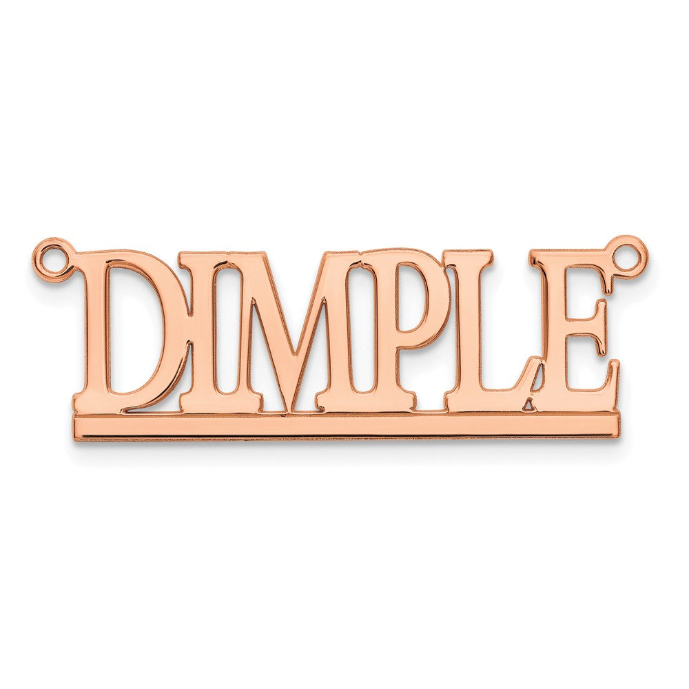 Sterling Silver Rose Gold plated Polished Bamberg Font Name Plate