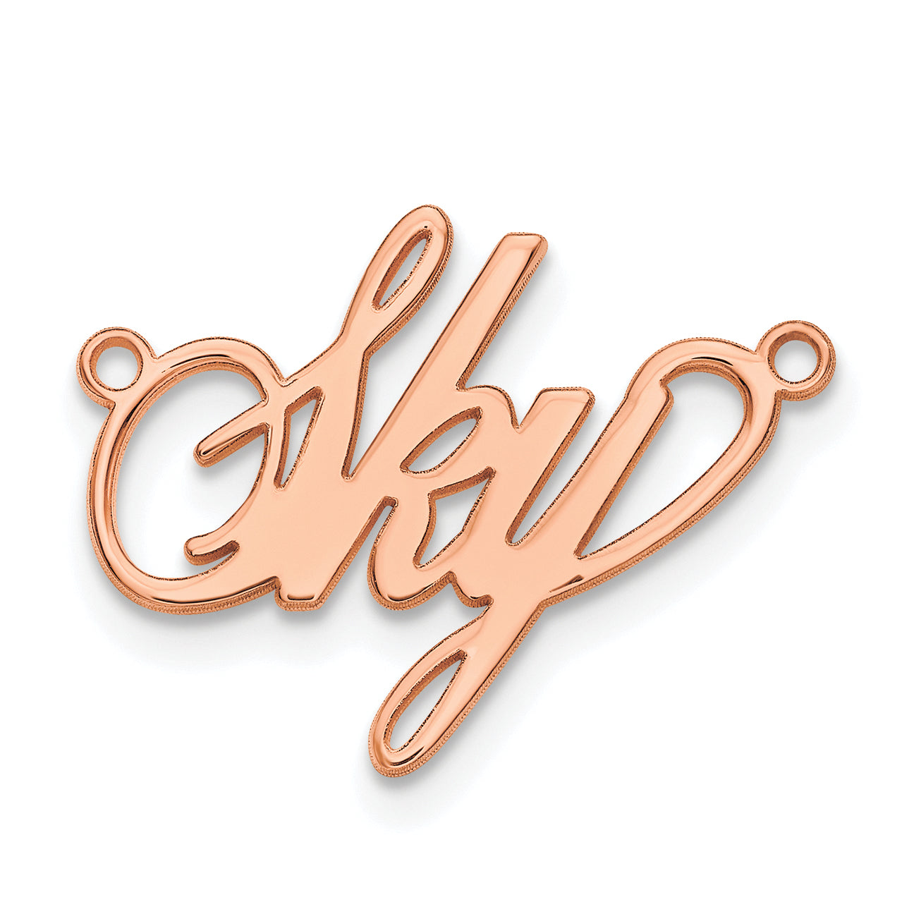 Sterling Silver Rose Gold plated Polished Surrey Font Name Plate
