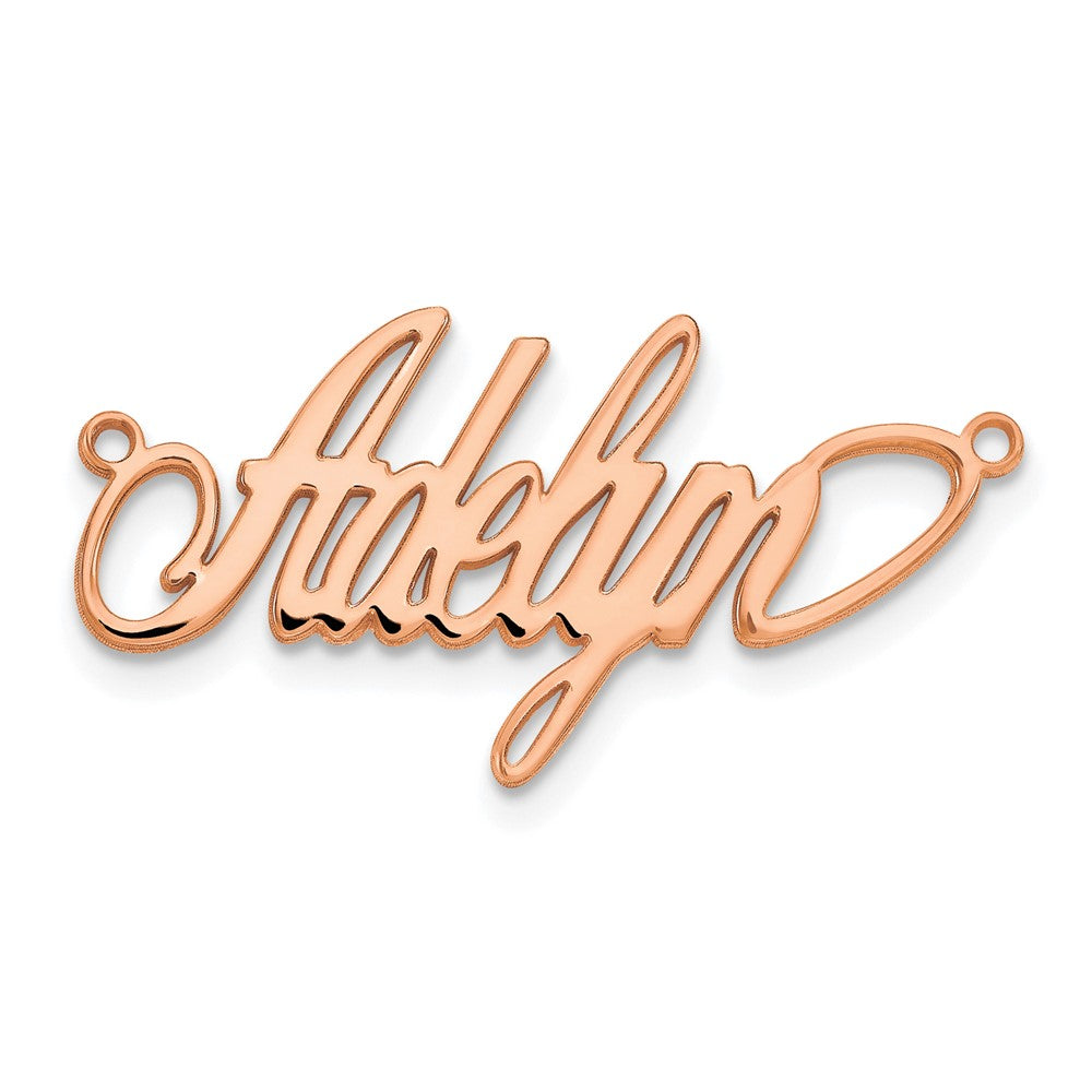 Sterling Silver Rose Gold plated Polished Surrey Font Name Plate