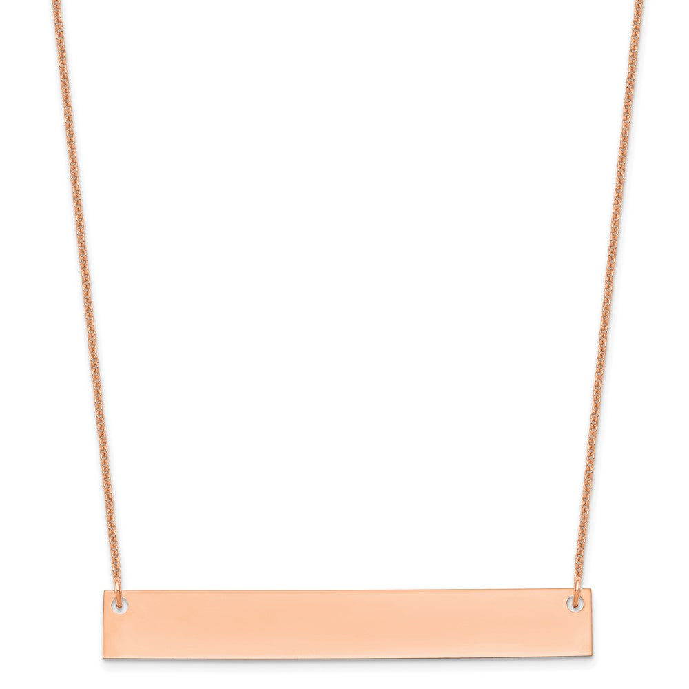 14K Rose Gold Large Polished Blank Bar Necklace