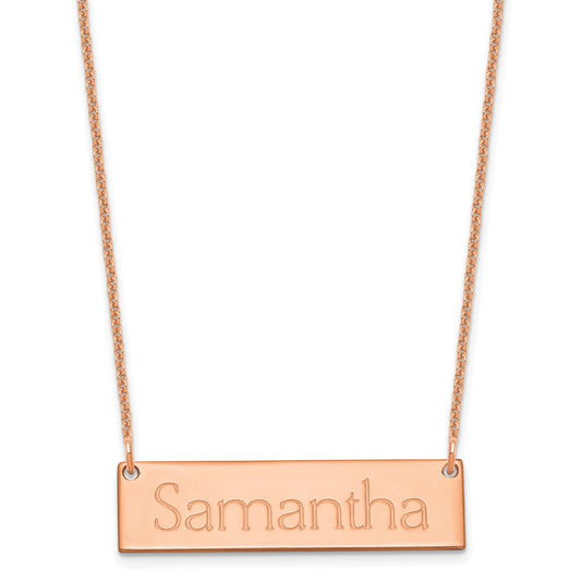 14K Rose Gold Small Polished Name Bar Necklace