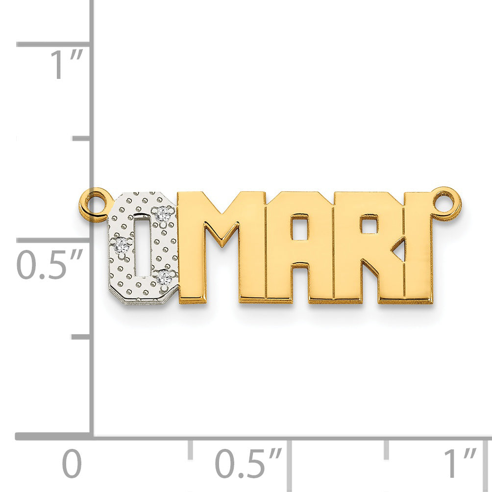 14K White Gold Diamond Name Plate Pendant