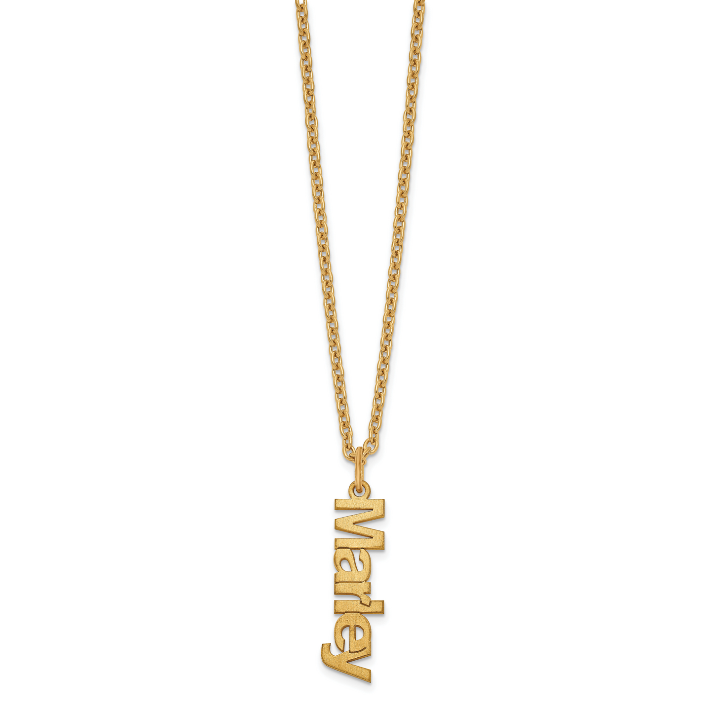 Sterling Silver Gold plated Brushed 1 Name Charm Necklace