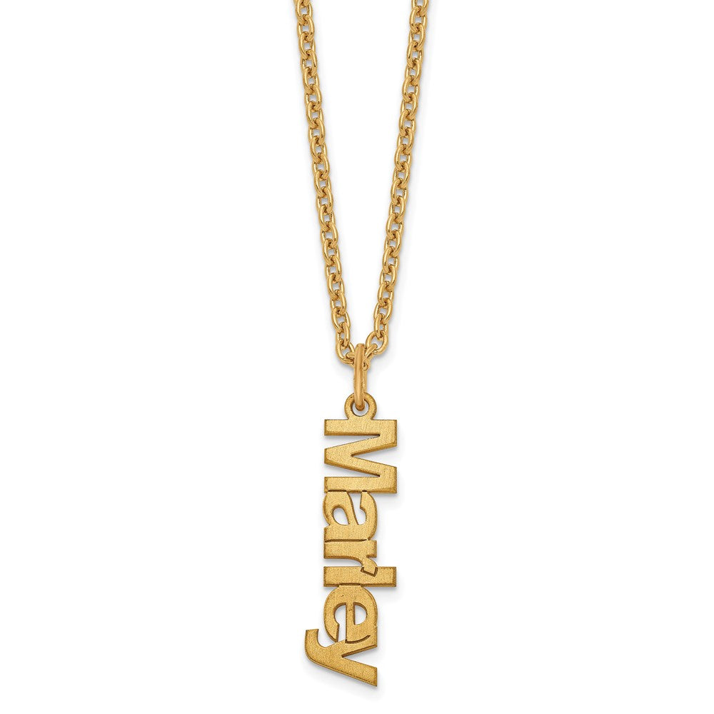 Sterling Silver Gold plated Brushed 1 Name Charm Necklace