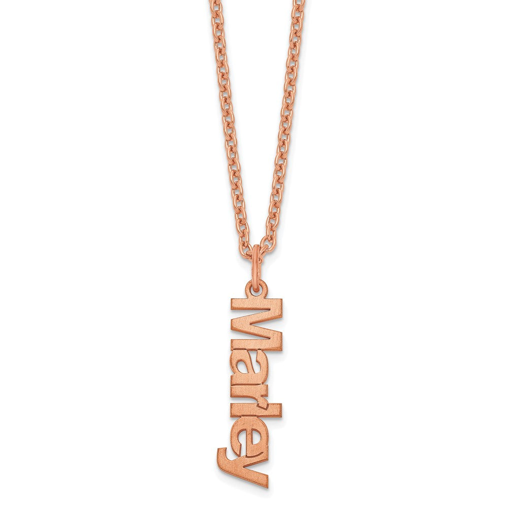 Sterling Silver Rose Gold plated Brushed 1 Name Charm Necklace