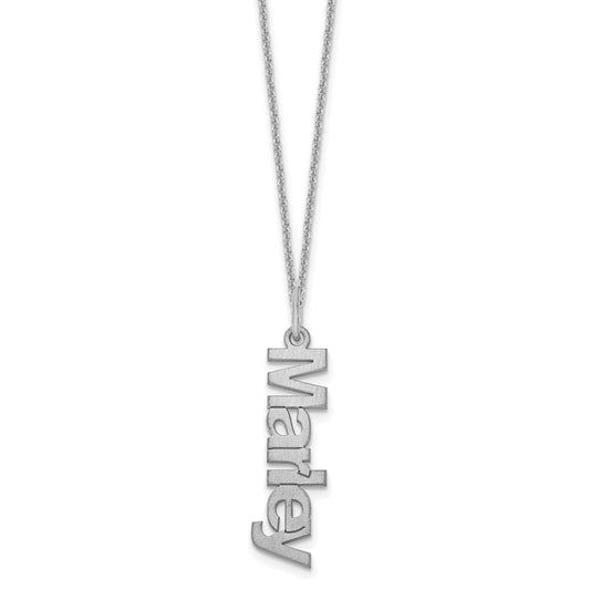 10K White Gold Brushed 1 Name Charm Necklace