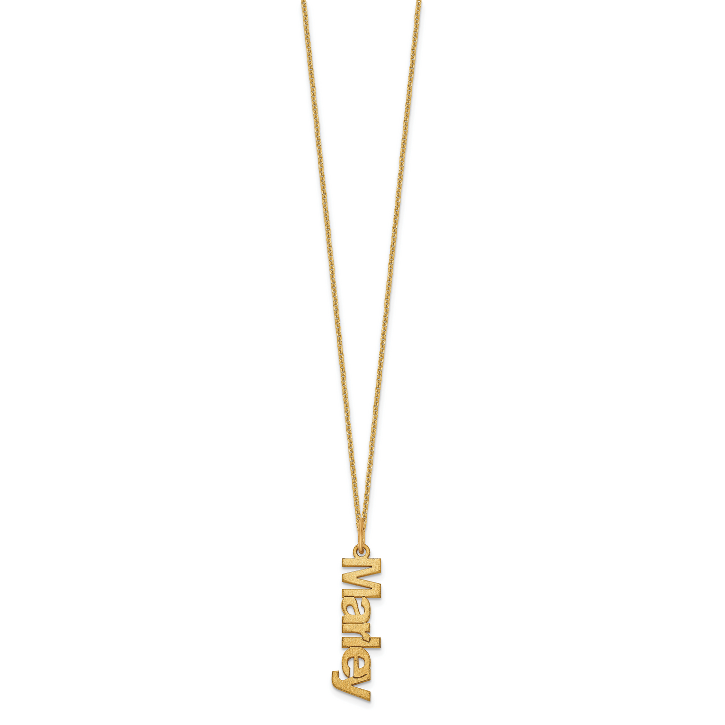 14K Yellow Gold Brushed 1 Name Charm Necklace