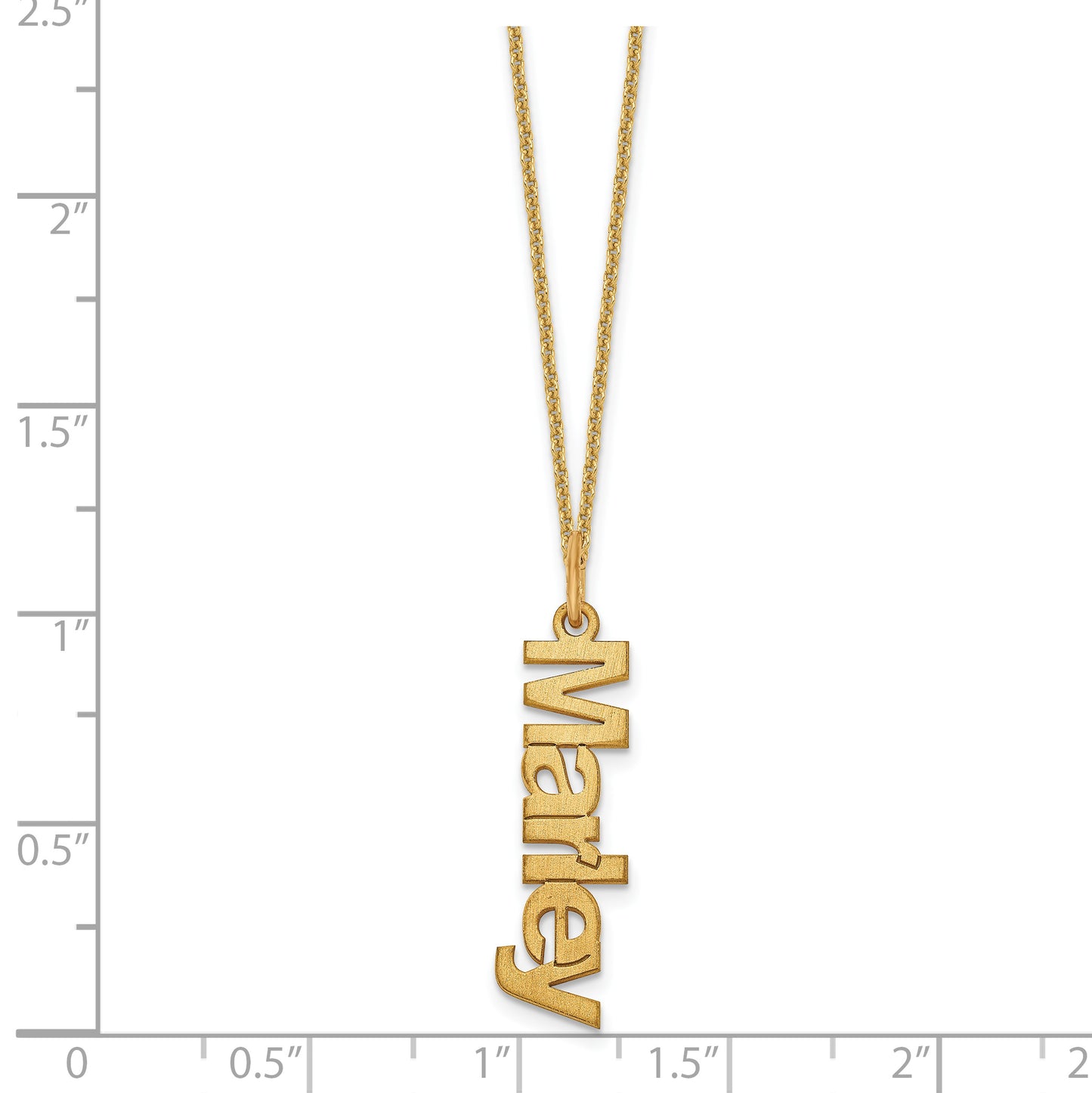 14K Yellow Gold Brushed 1 Name Charm Necklace