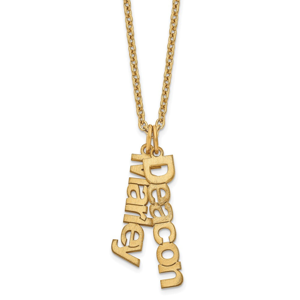 Sterling Silver Gold plated Brushed 2 Name Charm Necklace