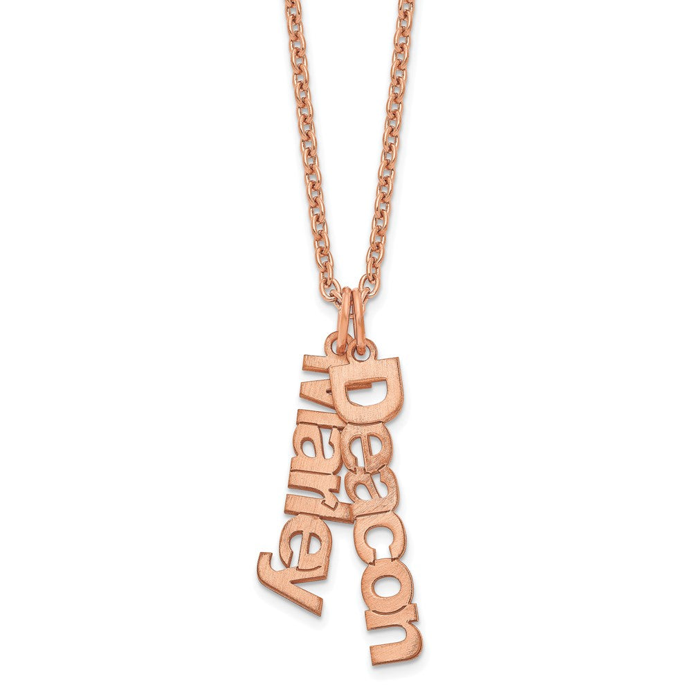 Sterling Silver Rose Gold plated Brushed 2 Name Charm Necklace