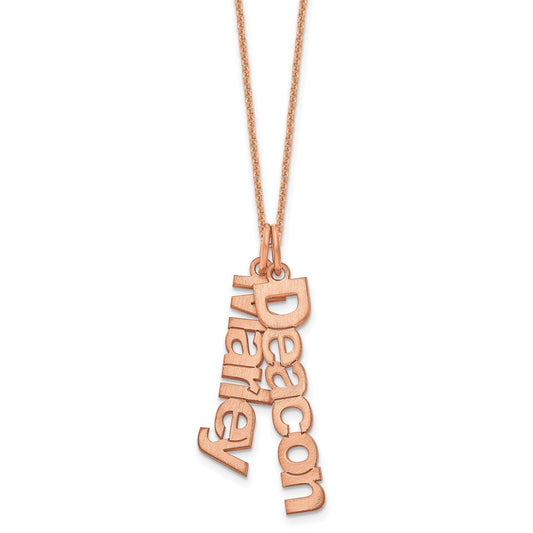 14K Rose Gold Brushed 2 Name Charm Necklace