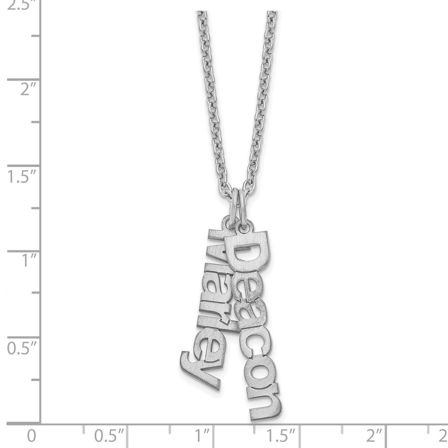 Sterling Silver Rhodium plated Brushed 2 Name Charm Necklace