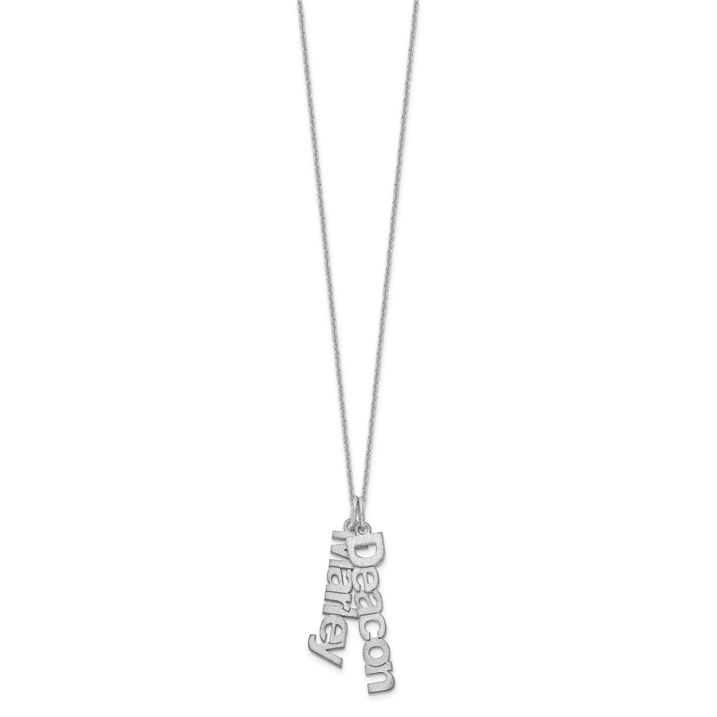 14K White Gold Brushed 2 Name Charm Necklace