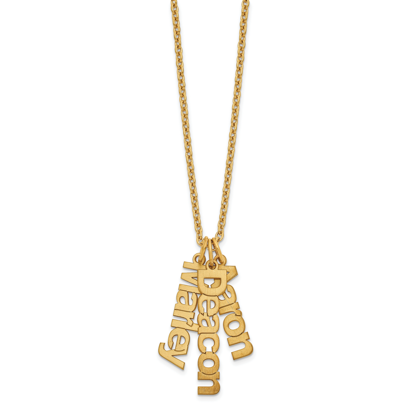 Sterling Silver Gold plated Brushed 3 Name Charm Necklace