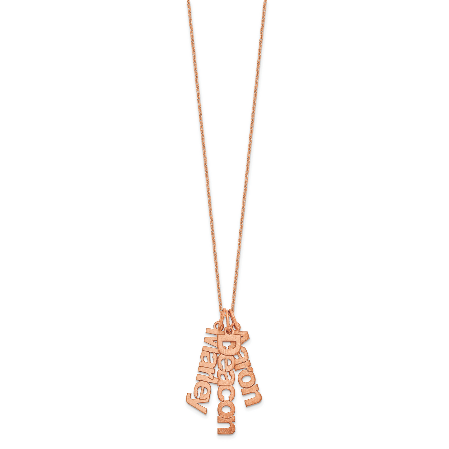 14K Rose Gold Brushed 3 Name Charm Necklace