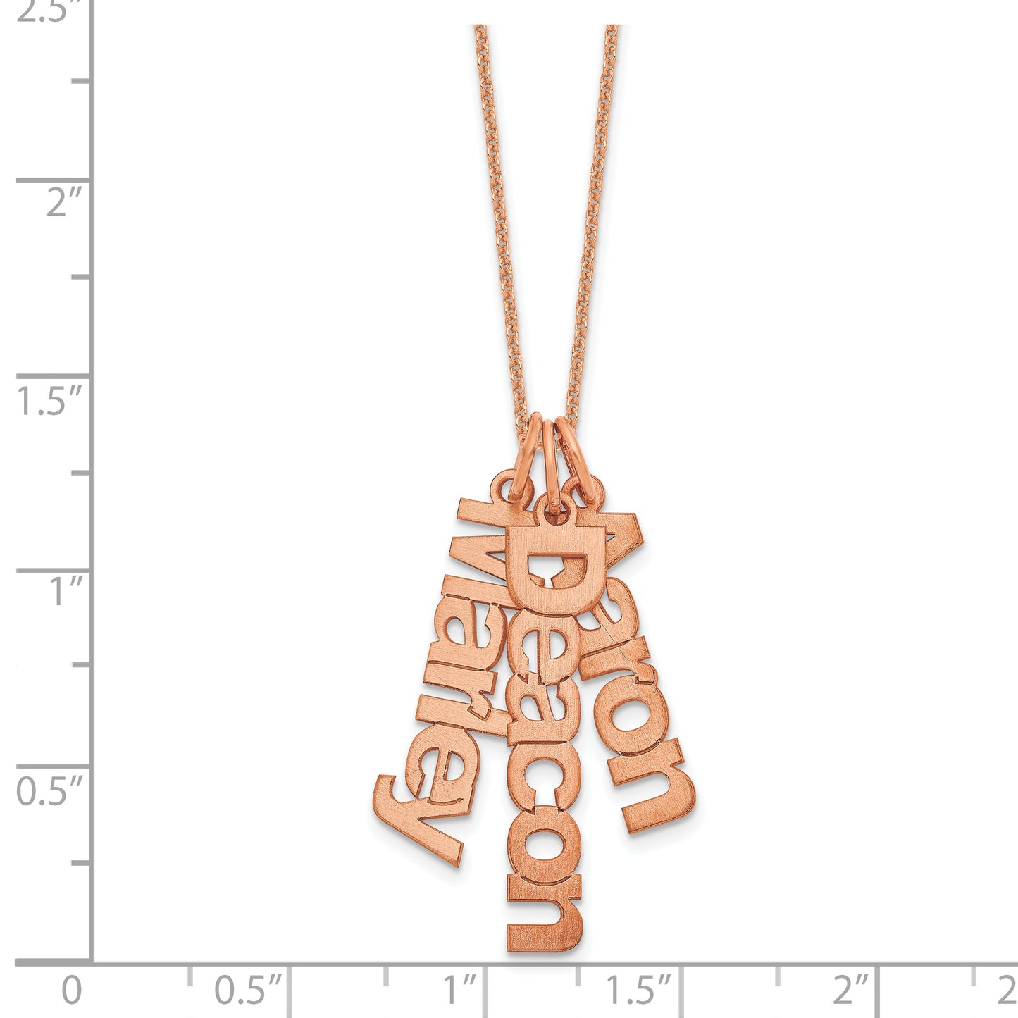 14K Rose Gold Brushed 3 Name Charm Necklace