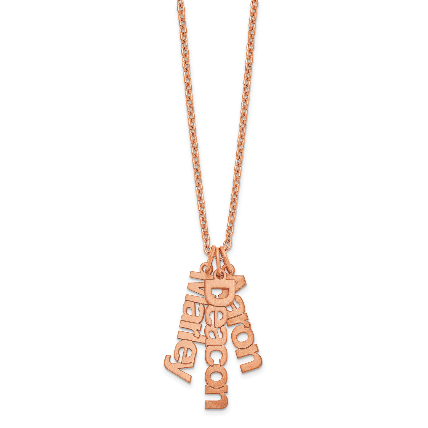 Sterling Silver Rose Gold plated Brushed 3 Name Charm Necklace