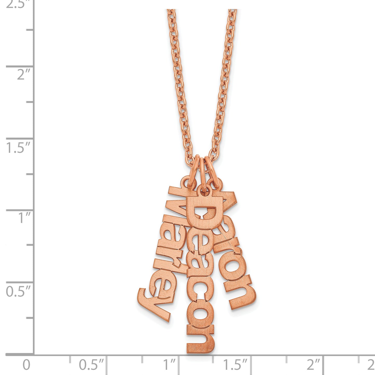 Sterling Silver Rose Gold plated Brushed 3 Name Charm Necklace