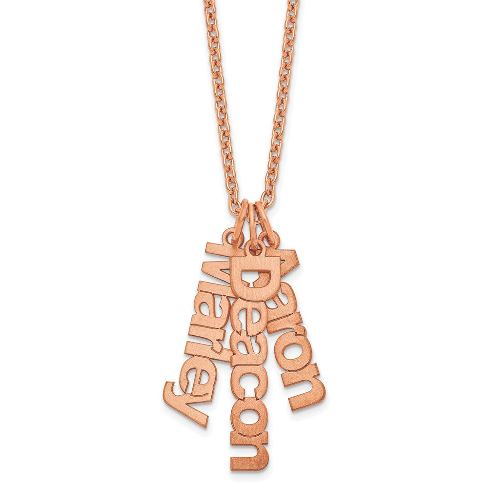 Sterling Silver Rose Gold plated Brushed 3 Name Charm Necklace