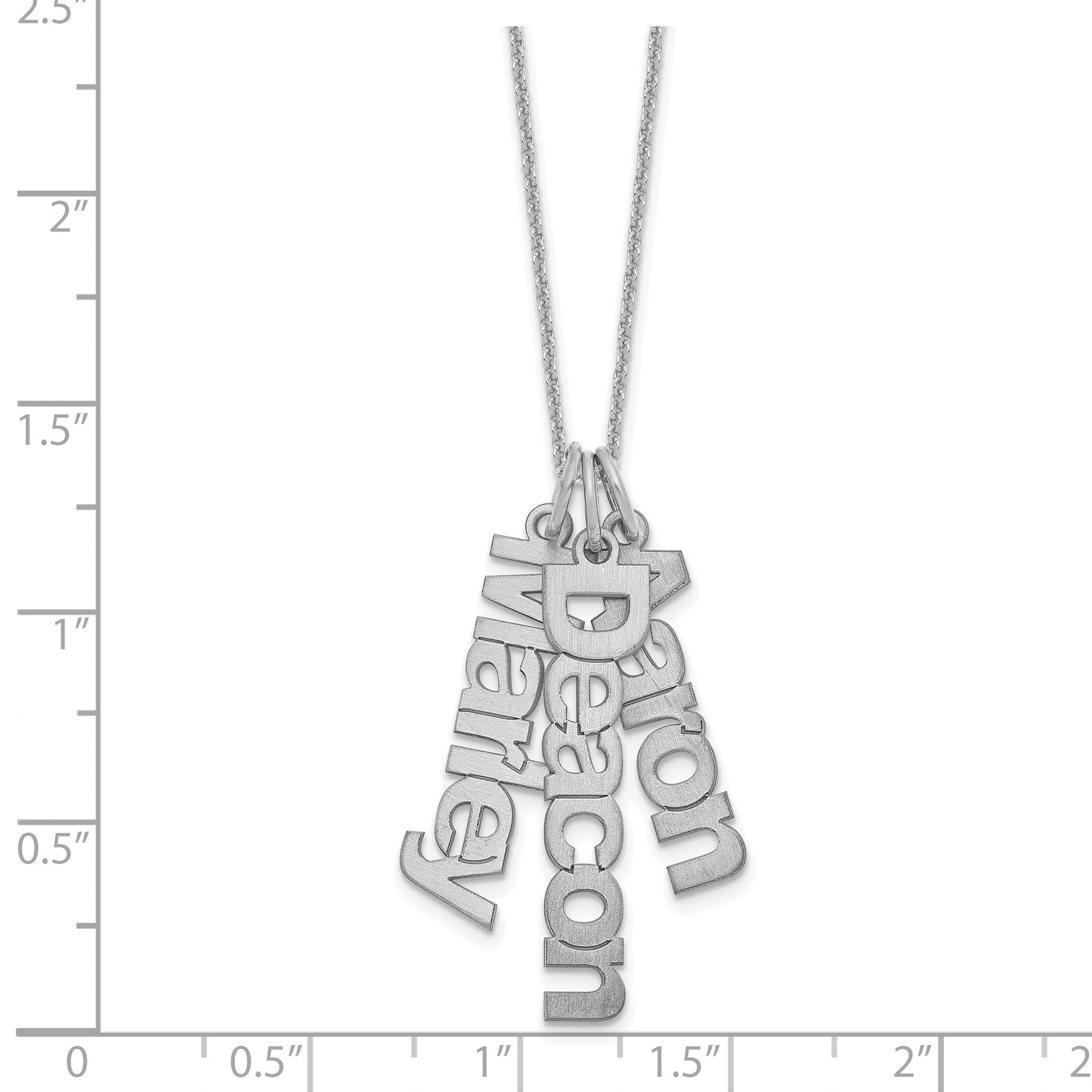 14K White Gold Brushed 3 Name Charm Necklace