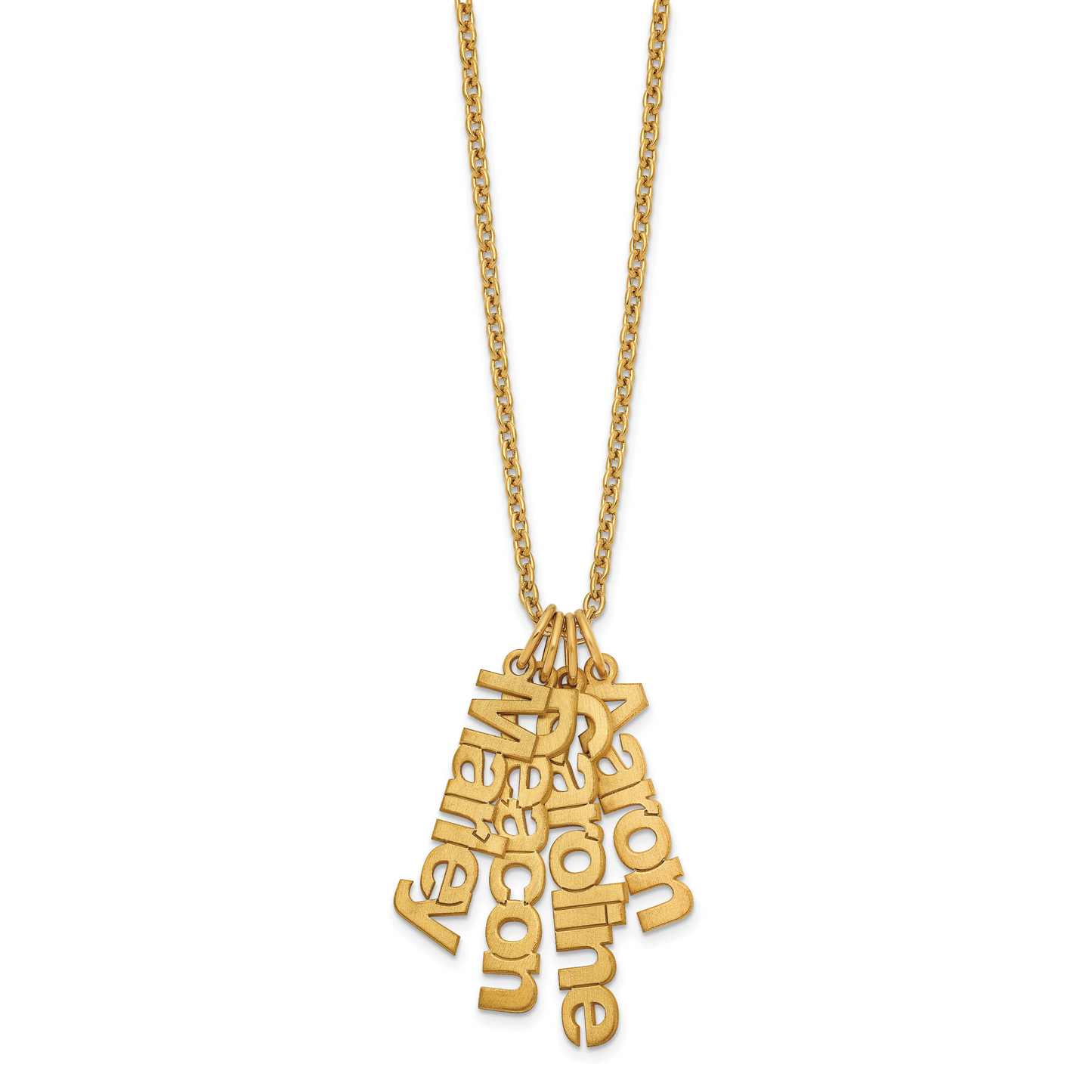 Sterling Silver Gold plated Brushed 4 Name Charm Necklace