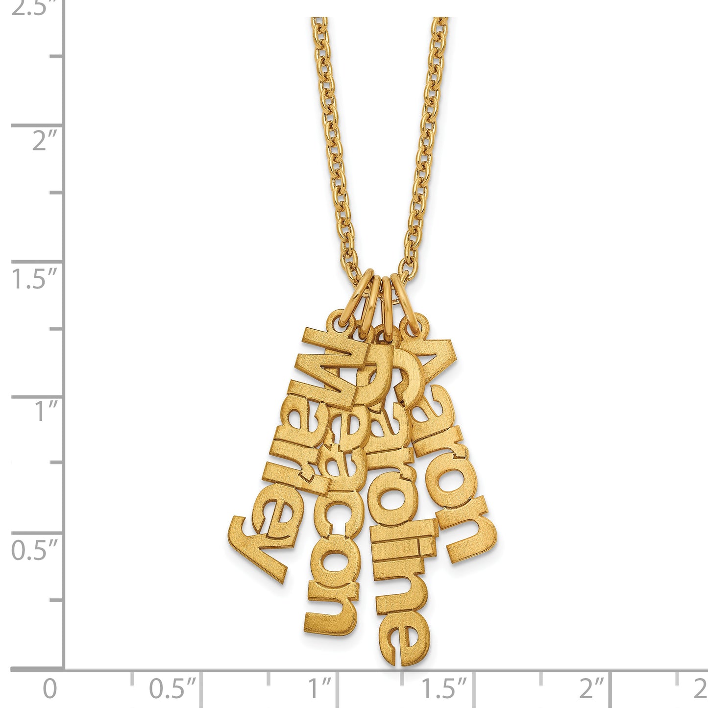 Sterling Silver Gold plated Brushed 4 Name Charm Necklace