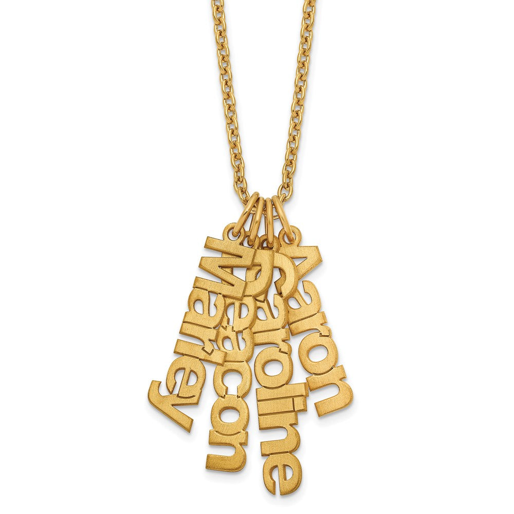 Sterling Silver Gold plated Brushed 4 Name Charm Necklace