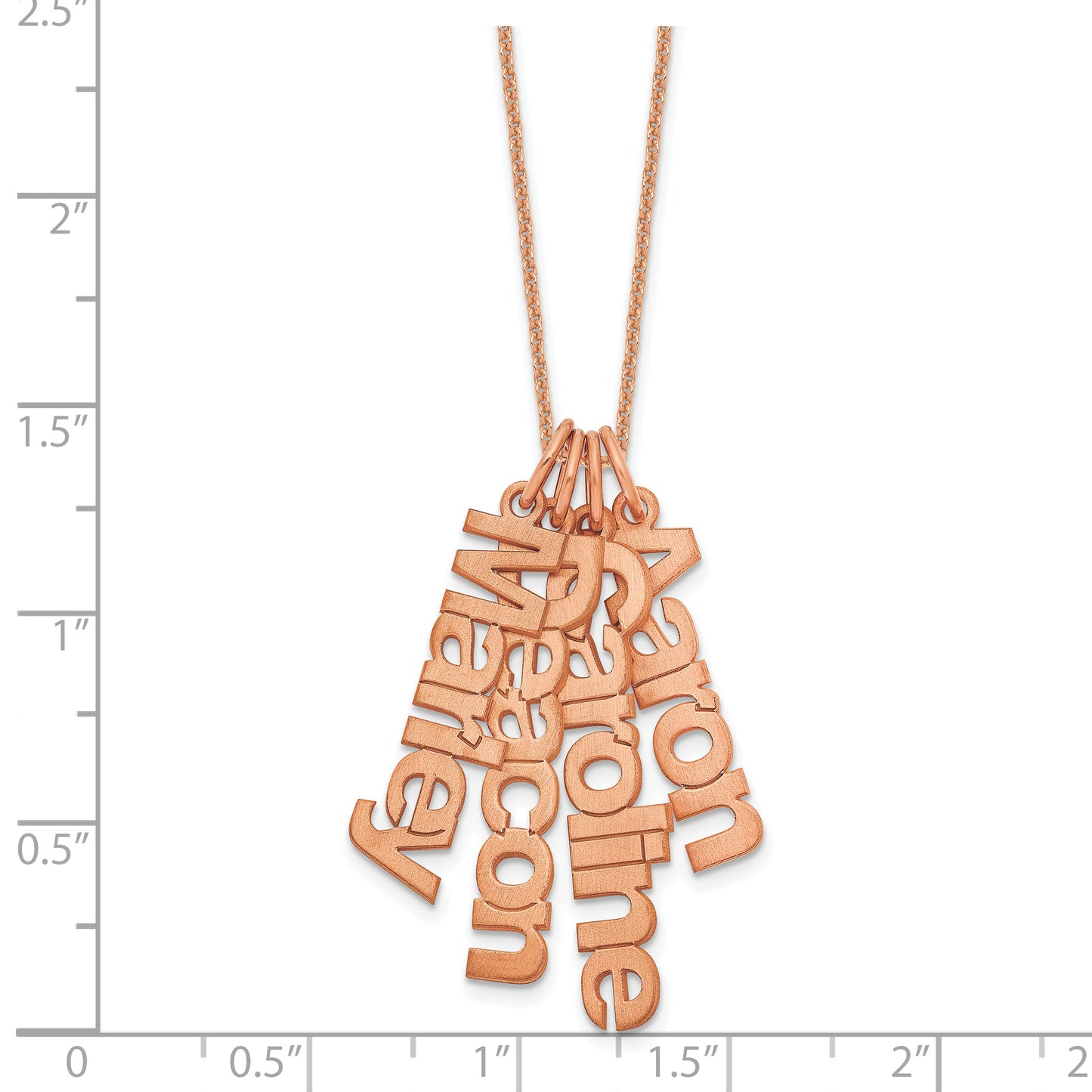 14K Rose Gold Brushed 4 Name Charm Necklace