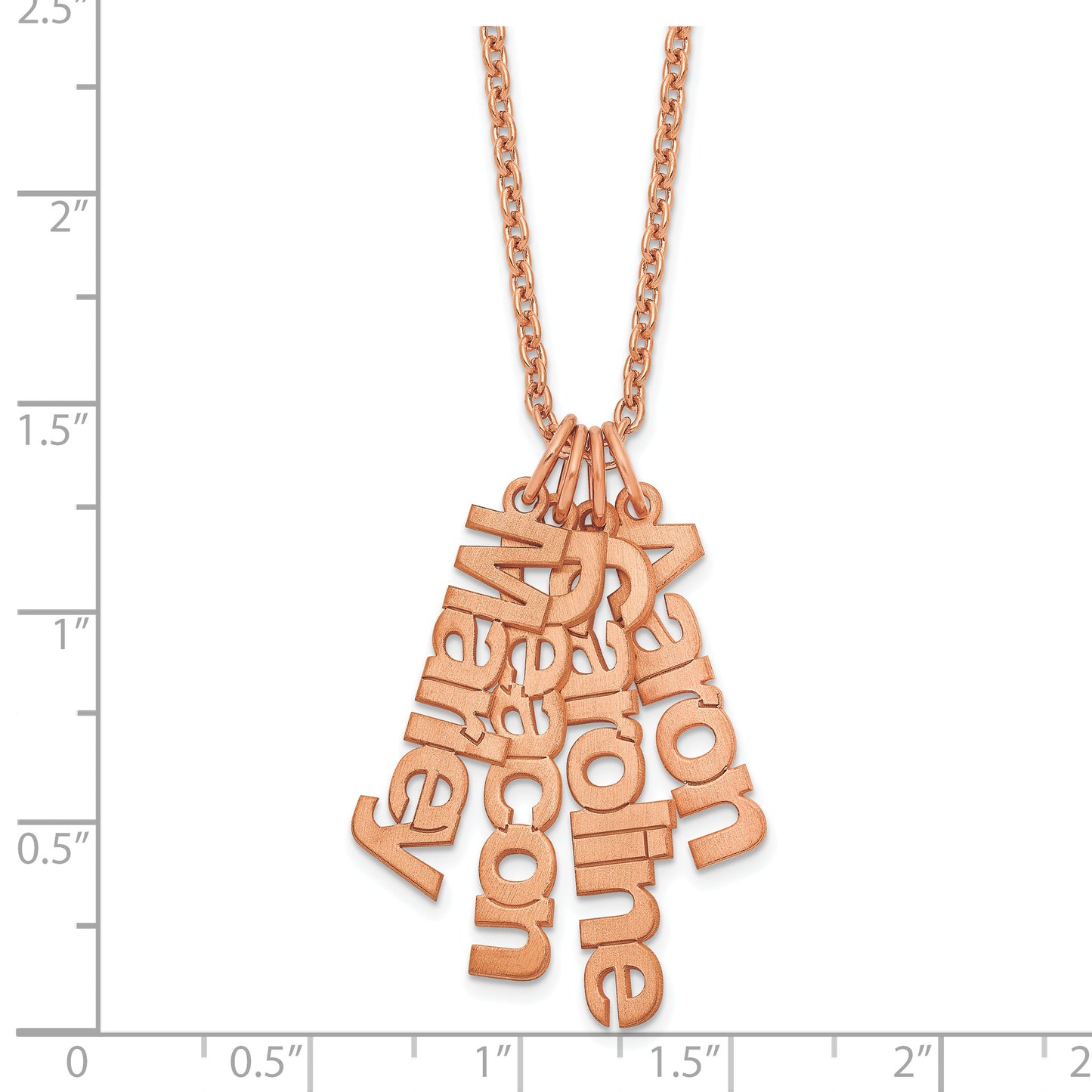 Sterling Silver Rose Gold plated Brushed 4 Name Charm Necklace