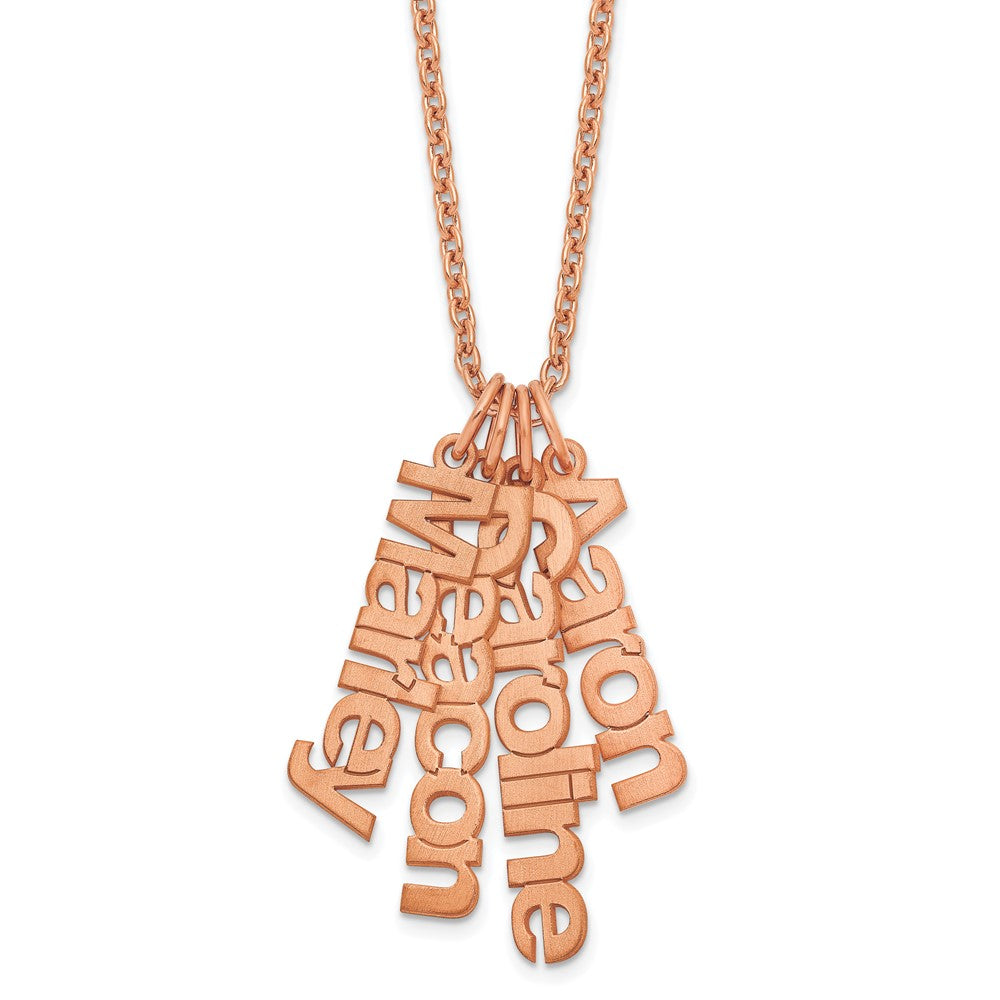 Sterling Silver Rose Gold plated Brushed 4 Name Charm Necklace