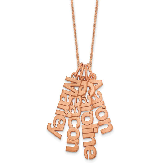 14K Rose Gold Brushed 4 Name Charm Necklace