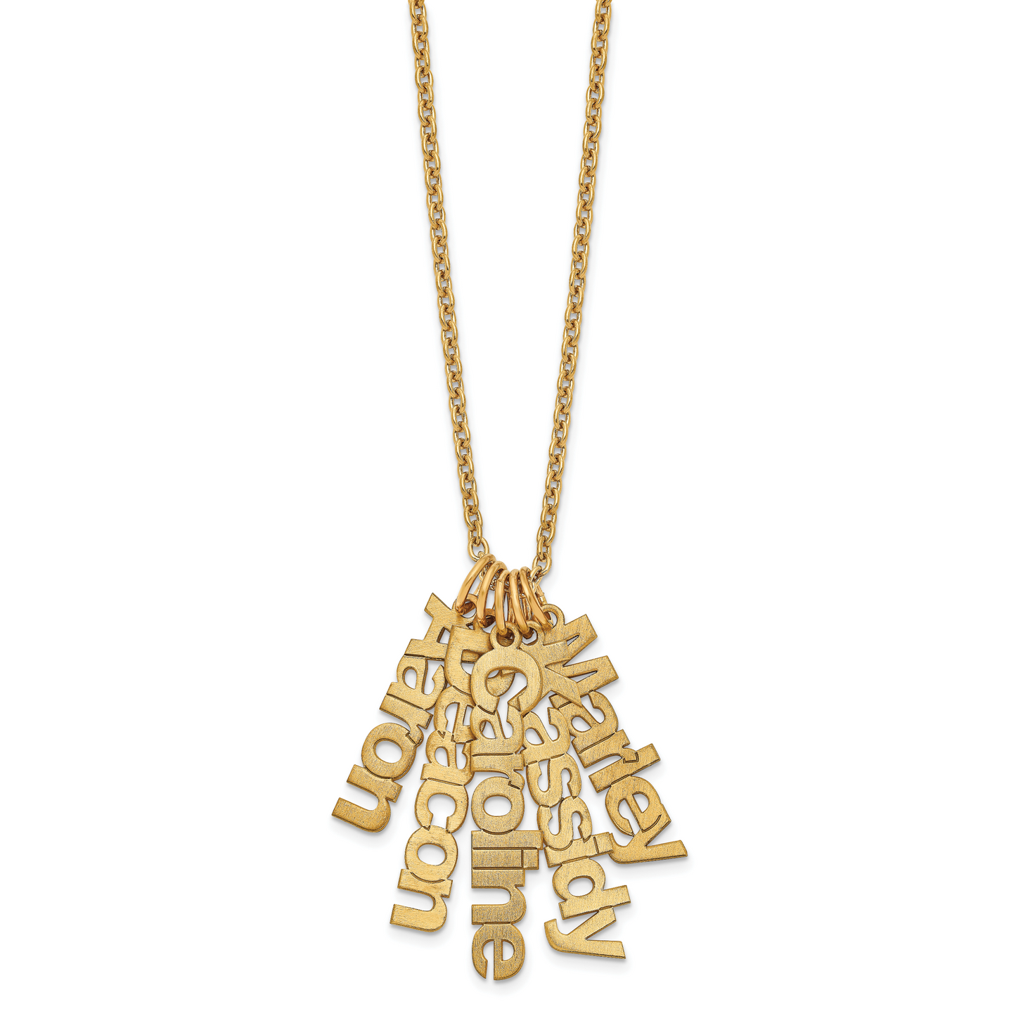 Sterling Silver Gold plated Brushed 5 Name Charm Necklace