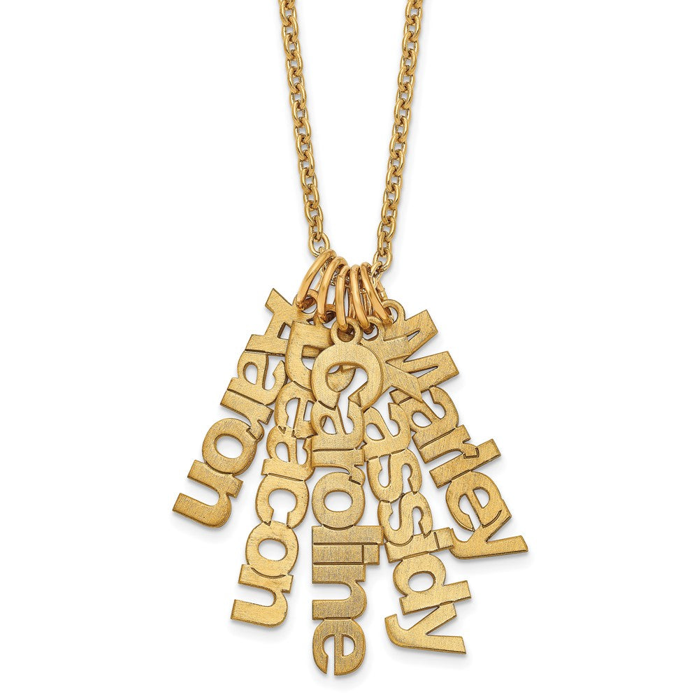 Sterling Silver Gold plated Brushed 5 Name Charm Necklace