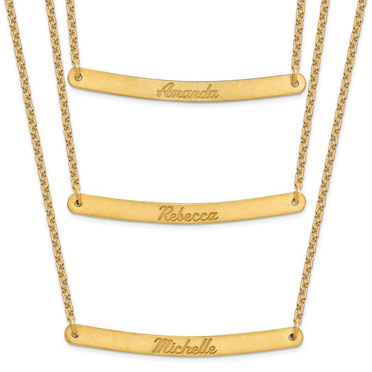 Sterling Silver Gold plated Brushed 3 Chain 3 Bar Necklace