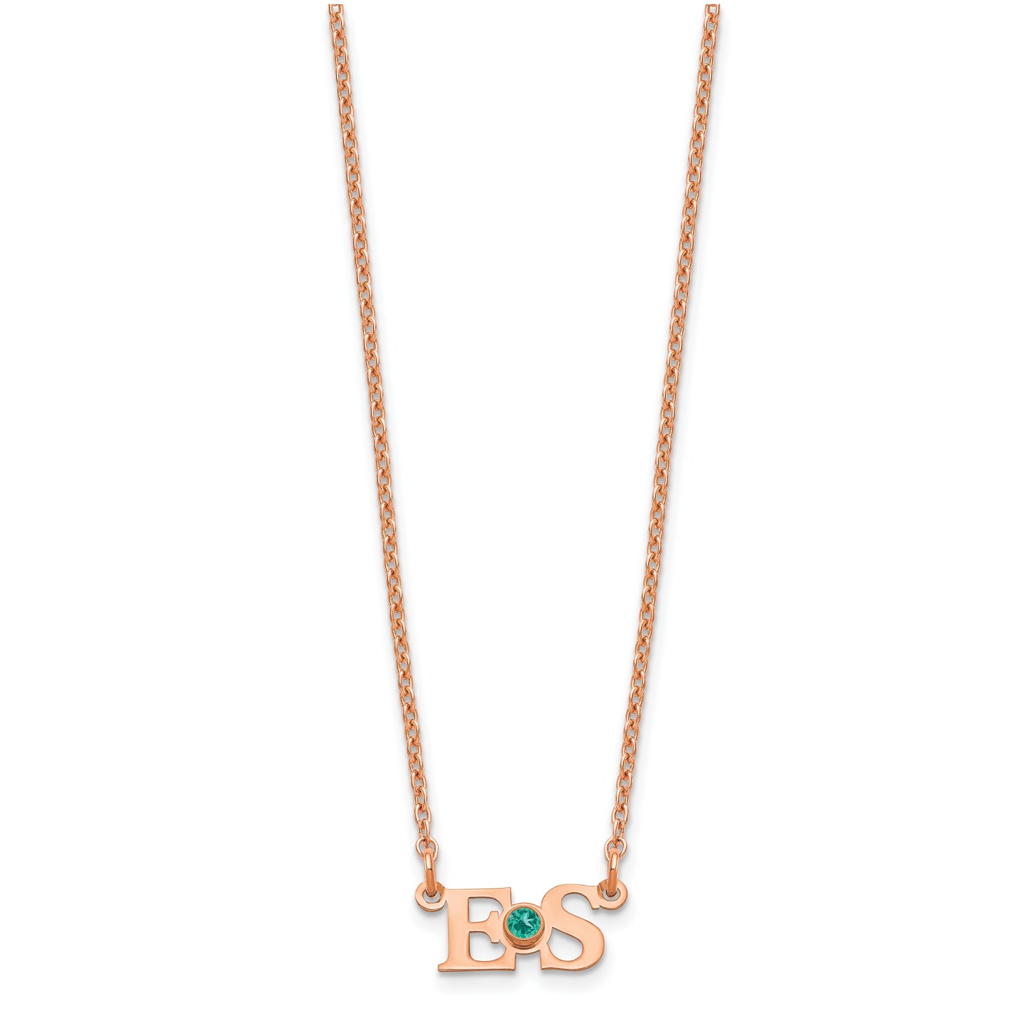 Sterling Silver Rose Gold plated Small Birthstone Initial Necklace