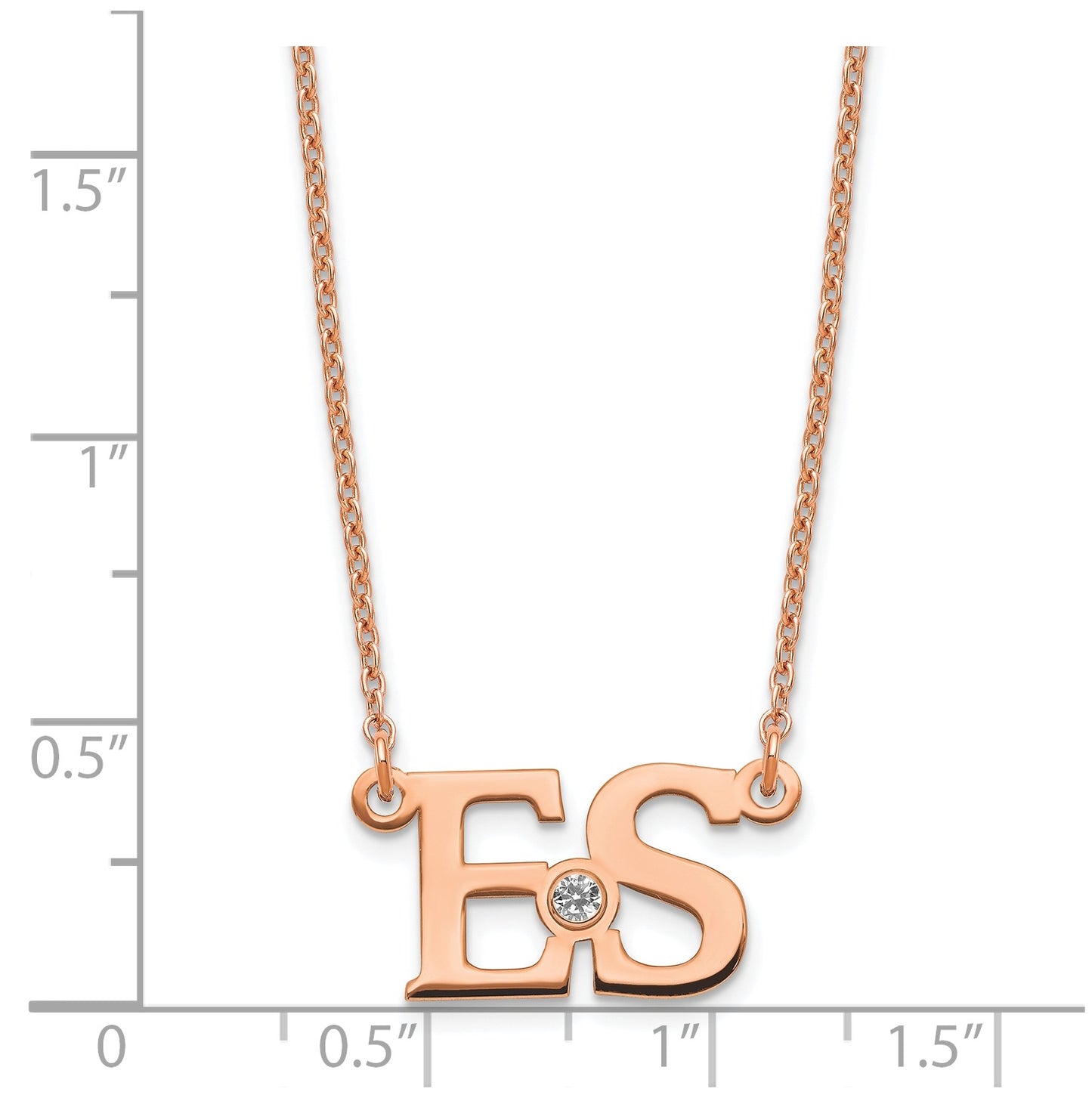 Sterling Silver Rose Gold plated Large Birthstone Initial Necklace