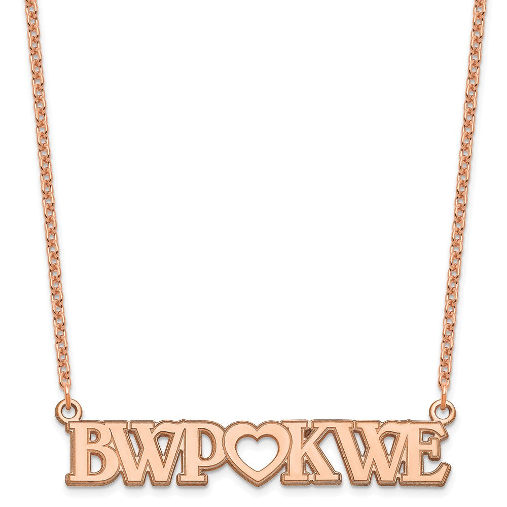 Sterling Silver Rose Gold plated Couple's Monogram and Heart Necklace