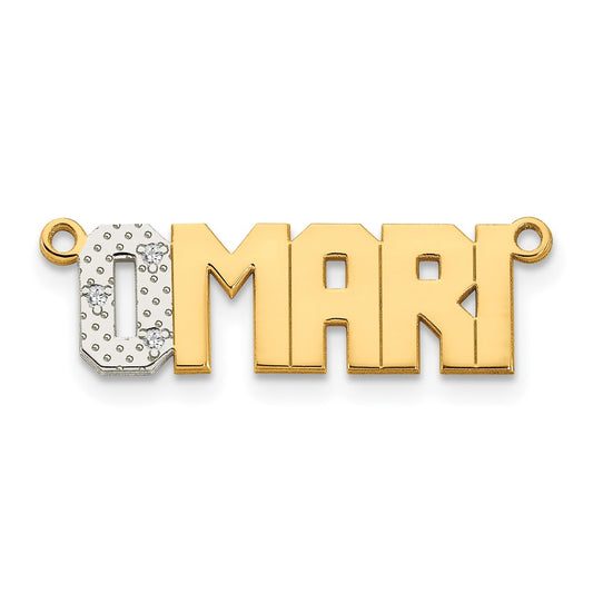 14K White Gold Diamond Name Plate Pendant