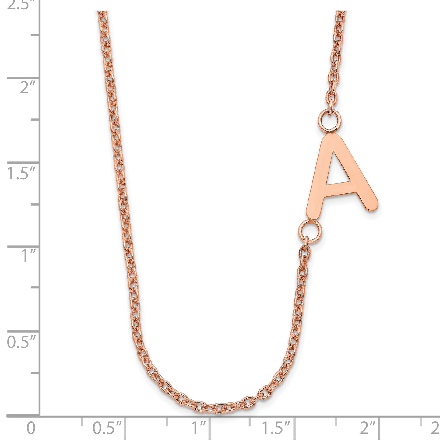 Sterling Silver Rose Gold plated Small Offset Initial Necklace
