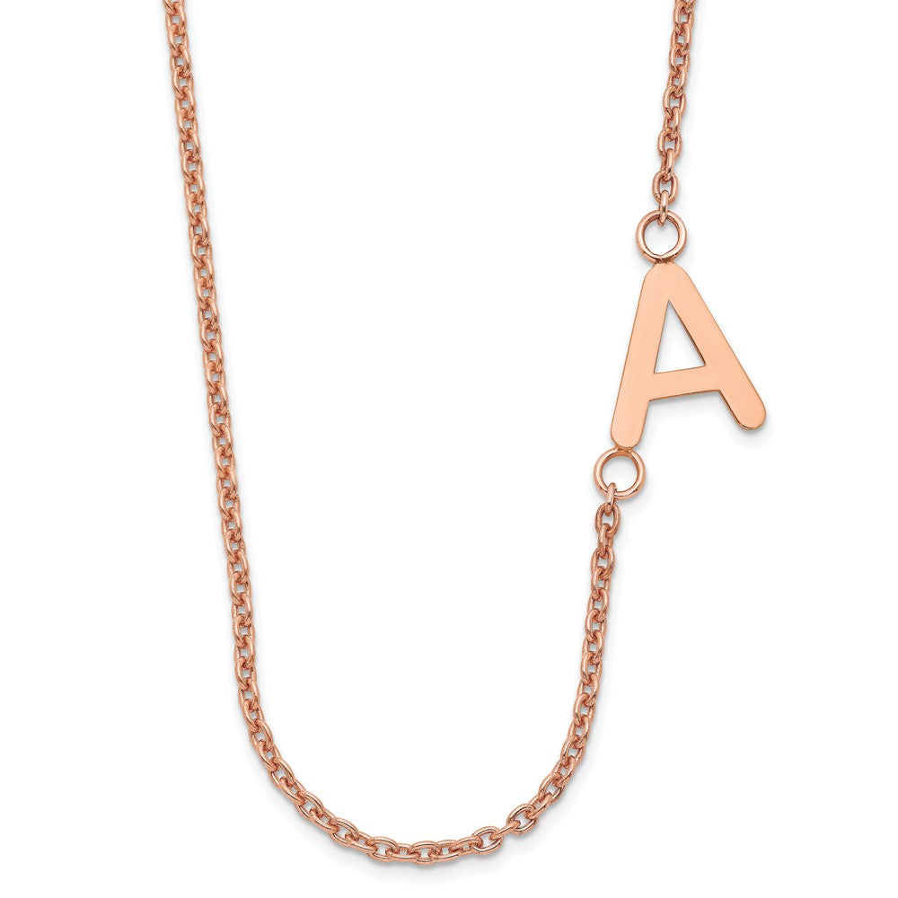 Sterling Silver Rose Gold plated Small Offset Initial Necklace