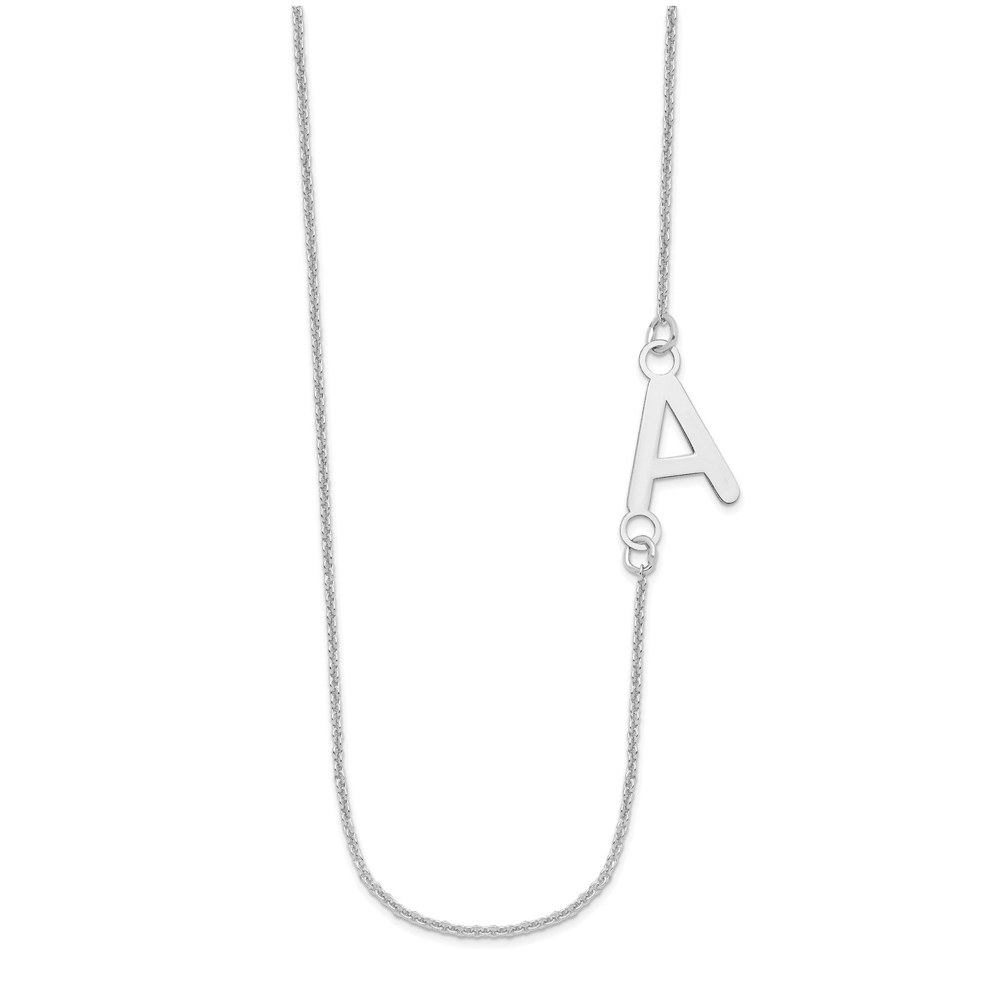 10K White Gold Small Offset Initial Necklace