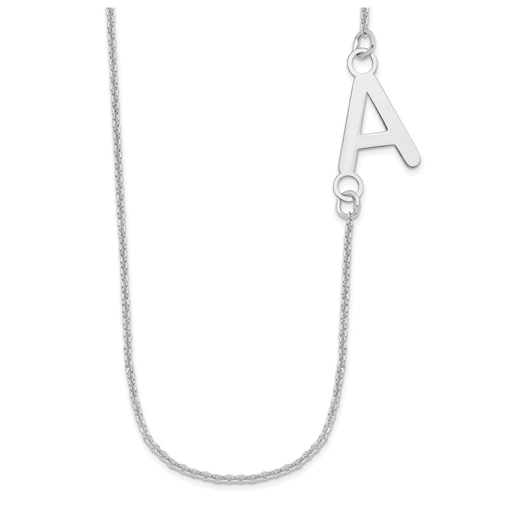 10K White Gold Small Offset Initial Necklace