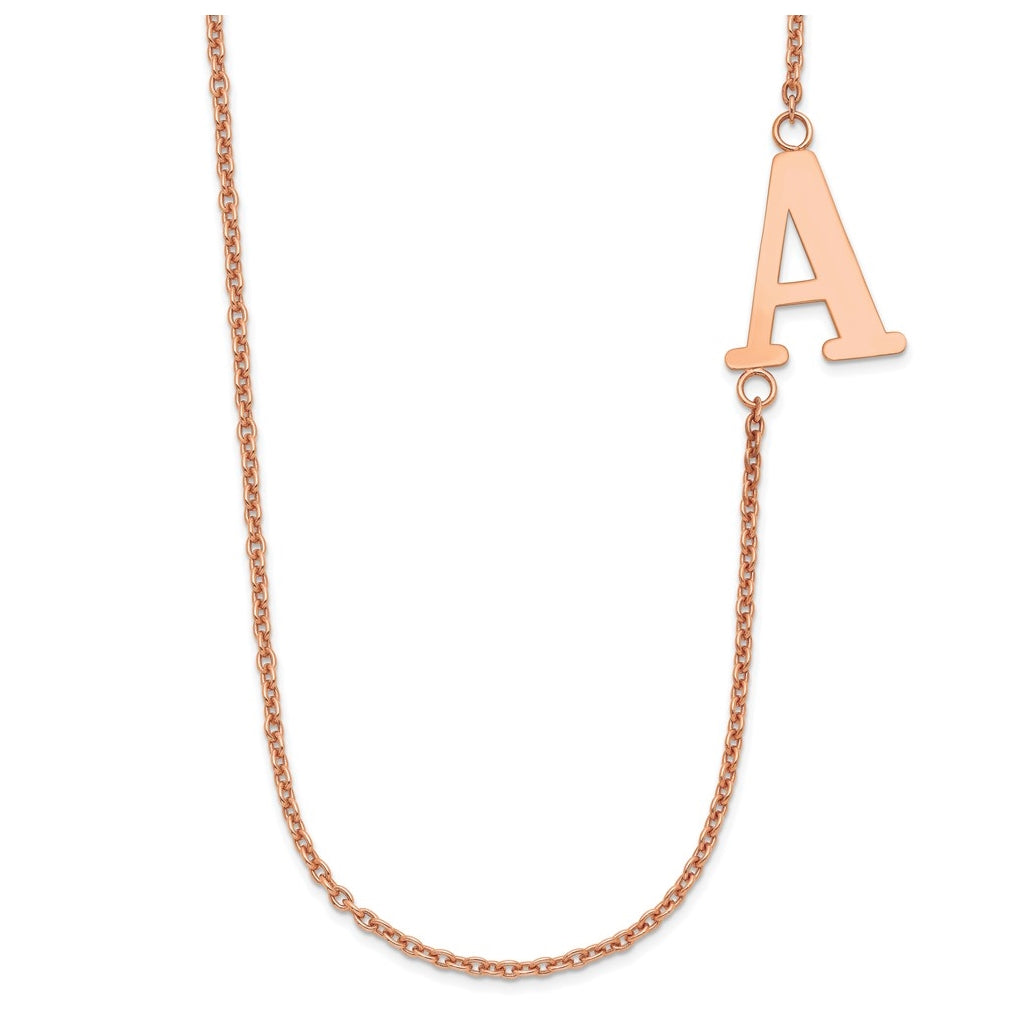 14K Rose Gold Large Offset Initial Necklace