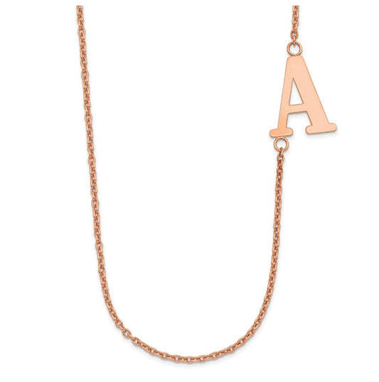 14K Rose Gold Large Offset Initial Necklace